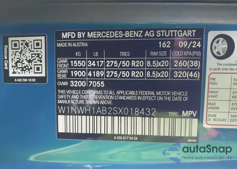 2025 Mercedes-Benz G 550 4Matic из США, поврежденный, VIN W1NWH1AB2SX018432